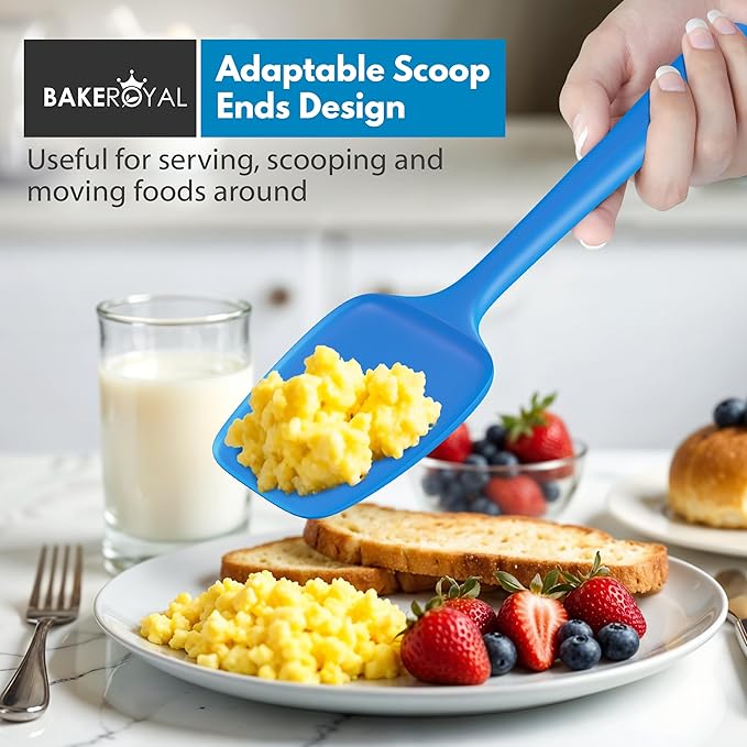 Silicone Spatula Set - 4-Piece Rubber Spatulas Silicone Heat Resistant 600°F for Everyday Task - Seamless Design Kitchen Spatulas for Nonstick Cookware - Blue