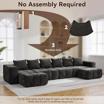 119" Oversized 3 Seater Boneless Couch, Comfy Cloud Modular Sectional Sofa - Image 6