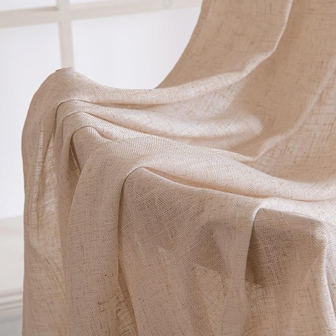 MIULEE Natural Beige Linen Curtains 52x90 Inch Long - Image 6