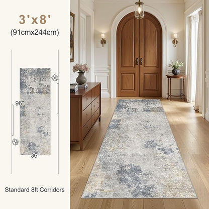 UERMEI 3x8 Washable Runner Rug for Hallway, Non Slip Low Pile Kitchen Carpet - Image 5