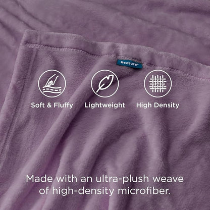 Bedsure GentleSoft Fleece Blankets Twin Size Fog Purple - Image 4