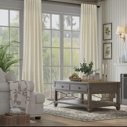 Oatmeal Birch Beige 90 Inches Long Linen Sheer Curtains - Image 6