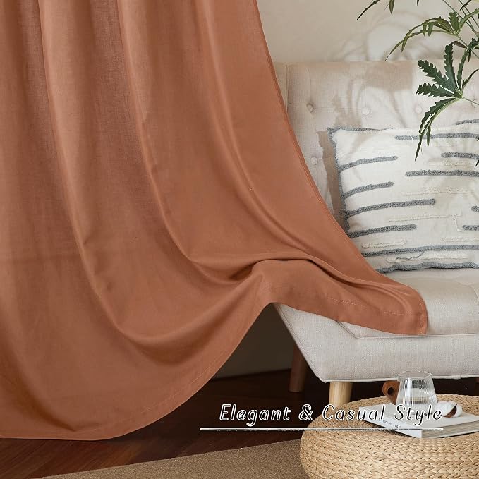 NICETOWN Caramel Short Linen Curtains - Image 6