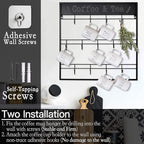 AJART Coffee Bar Decor Mug Holder: 22" Large Square Coffee Cup Rack for Home Kitchen Office Dining Room Cafe Bar