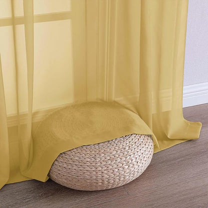 Chyhomenyc Sheer Gold Curtains 90 inches Long 2 Panels, Light Filtering Soft - Image 7