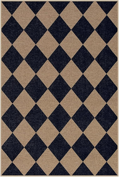 Lahome Checkered Easy Jute Front Door Mat, 2x3 Kitchen Outdoor Rug Washable | - Image 8