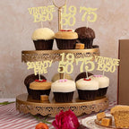 Gyufise 24Pcs 75th Birthday Cupcake Toppers Glitter Cheers to 75 Fabulous Seventy Five Vintage 1950 Cupcake Picks 75th Birthday Wedding Anniversary Party Cake Decorations Supplies Gold