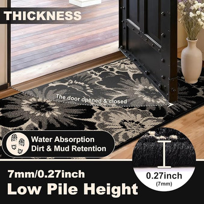 Findosom Hallway Runner Rug 3x6, Non Slip High-Low Textured Floral Washable - Image 7