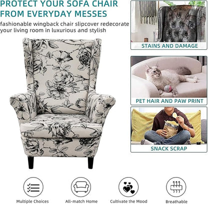 KRFOONN Wingback Chair Covers Slipcovers 2 Piece Stretch Wing Chair Covers - Image 5