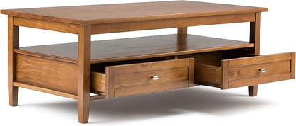 SIMPLIHOME Warm Shaker Solid Wood Transitional-Style 48-inch Wide Coffee Table - Image 2