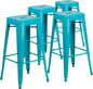 Flash Furniture Kai Commercial Grade 4 Pack 30" High Backless Crystal Teal-Blue by FlashFurniture