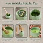 Japanese matcha set, matcha whisk and bowl, matcha sieve, matcha whisk holder, and matcha spoon - 8pcs Matcha Set (green)