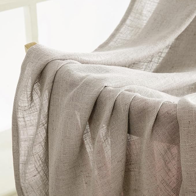 MIULEE Burlywood Birch Linen Curtains 52x72 Inch Long 2 Panels - Image 6