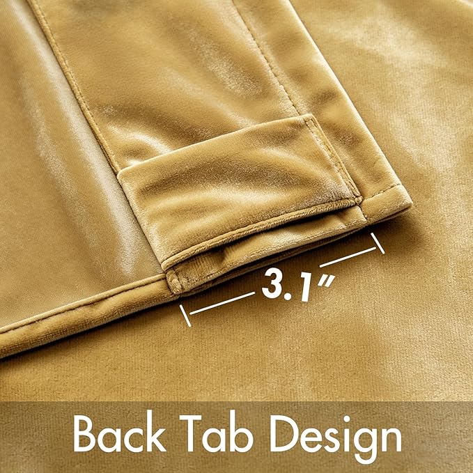 MIULEE Velvet Curtains 52x108 inches 2 Panels Gold Blackout Curtains | Luxury - Image 3
