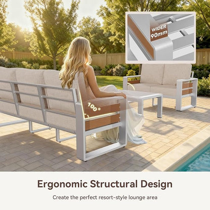 Aoxun Aluminum Patio Furniture Set, 7 Seats Luxury Metal Patio Conversation Sets - Image 5