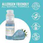 Bakell - Teal Tinker Dust (4g, 1x Mini Spray Pump) Edible Glitter for Food, Desserts, and Beverages!