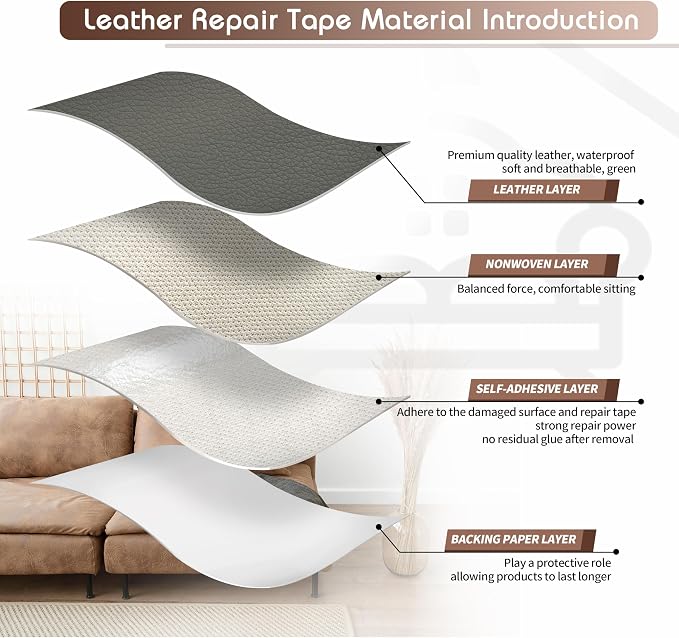 KING MOUNTAIN Leather Repair Patch, 12 x 60 Inches self Adhesive Leather Repair - Image 3