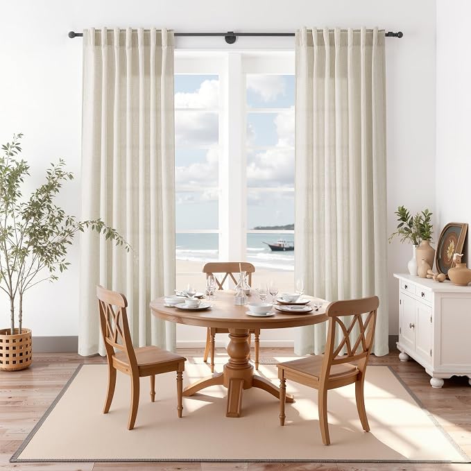 Vanilla Linen Curtains for Living Room 72 Inches Long Luxury Light Filtering - Image 8