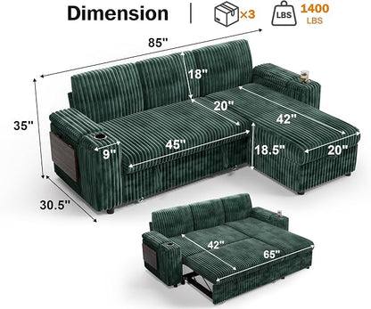 Vipbear 86" Modular Sectional Sleeper Sofa - Image 3