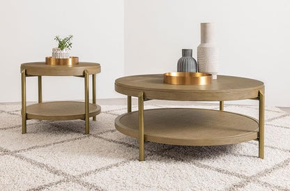 Coaster Home Furnishings Arini 2-piece Round Coffee and End Table Set Sand Wash - Image 2