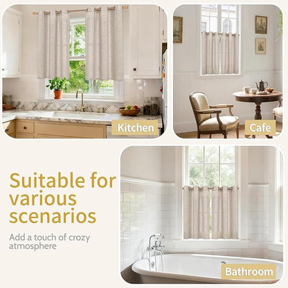 YoungsTex Short Linen Curtains 34x48 Inch Long - Image 2