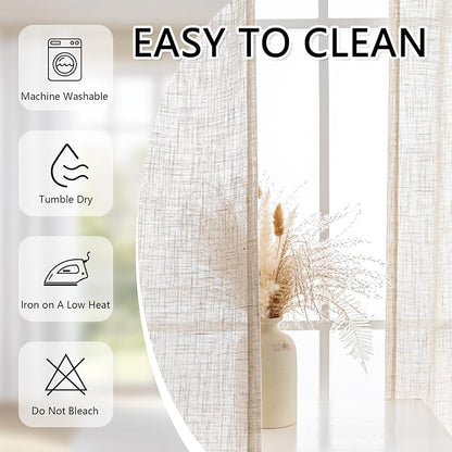 MYSKY HOME Short Linen Curtains 36 Inch Length - Image 8
