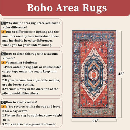 SERISSA 2x4 Washable Non Slip Boho Runner Rug - Image 2