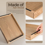 Axeman Wooden Serving Tray with Metal Handles|Ottoman Tray for Breakfast, Bed, Couch|17x13in Ash Wood Coffee Table Trays|Food Drinks Decorative Storage Boards for Ottoman Kitchen, Natural