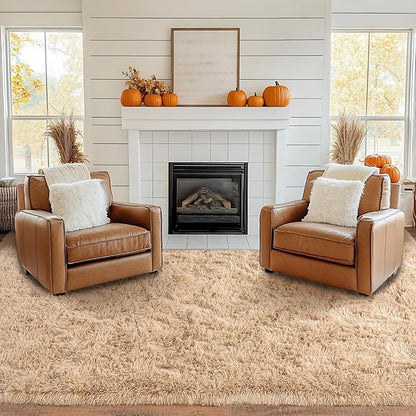 Pionblank Large Area Rug for Living Room 10x14, Fluffy Shag Rug, Camel | Modern - Image 3