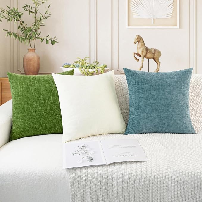 CaliTime Decorative Couch Throw Pillow Covers 24 X 24 Inches Cream | Pack of 2 - Image 5