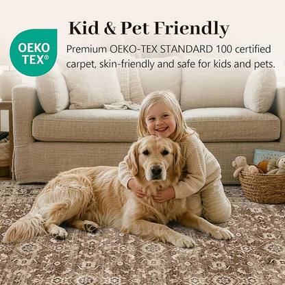 5x7 Ft Area Rugs for Living Room, Soft Non-Slip Machine Washable Rug, Vintage - Image 5