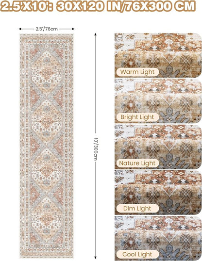 2.5x10 Kitchen Runner Rug Non Slip Vintage Washable Rugs, Carpet Runner - Image 2