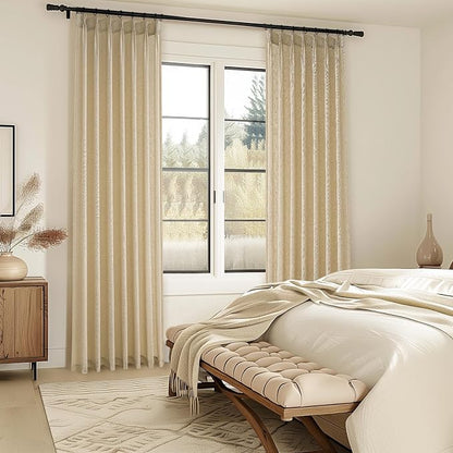 Topfinel 84 Inches Long Pinch Pleated Semi Sheer Curtains, Natural Linen - Image 4