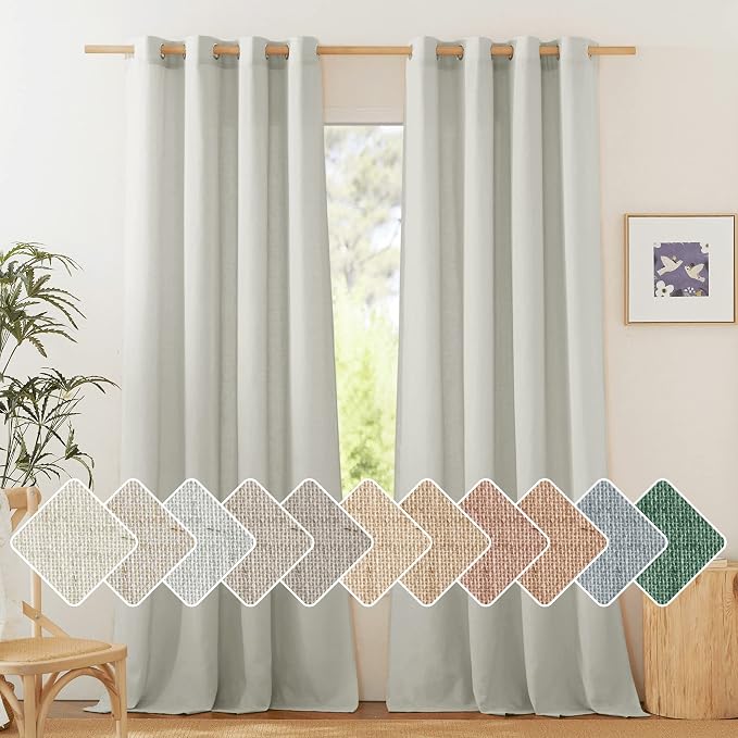 NICETOWN Thick Semi Sheer Linen Gray Curtains by NICETOWN