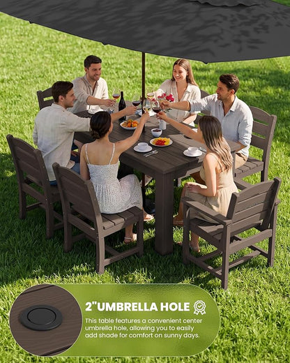 SERWALL HDPE Dining Set for 8: 2 Umbrella Hole Tables + 8 Chairs. Includes 8 - Image 3