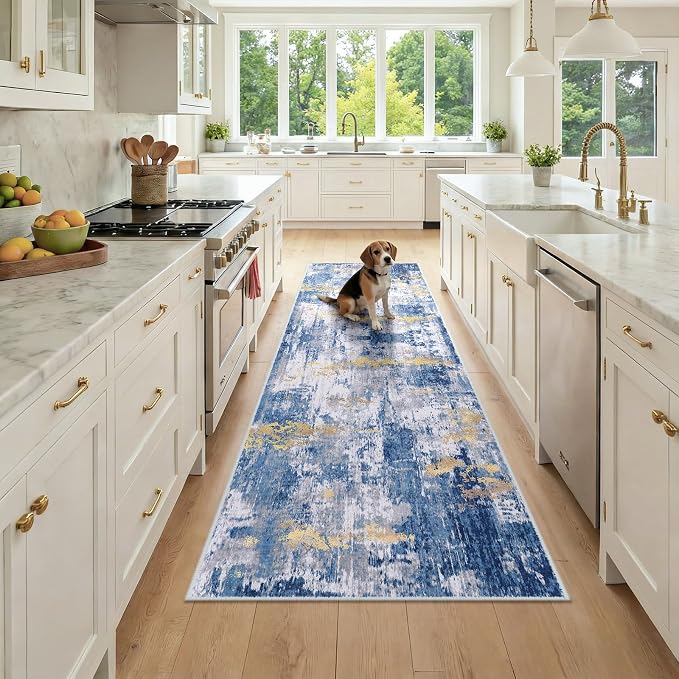 RELEANY Washable Runner 2'6"x8' Abstract Area Rug by RELEANY