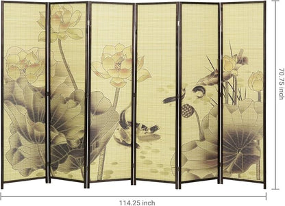 MyGift Decorative 6-Panel Folding Room Divider Bamboo Screen - Image 4