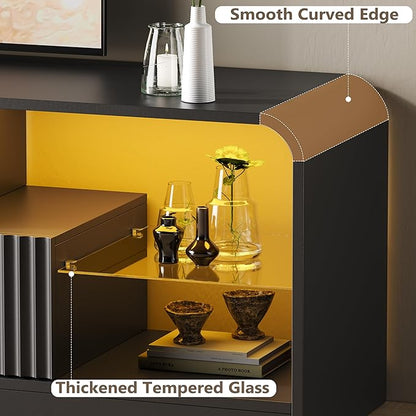 TV Stand for 60/65/70 Inch TVs, Modern Curved TV Console - Image 6