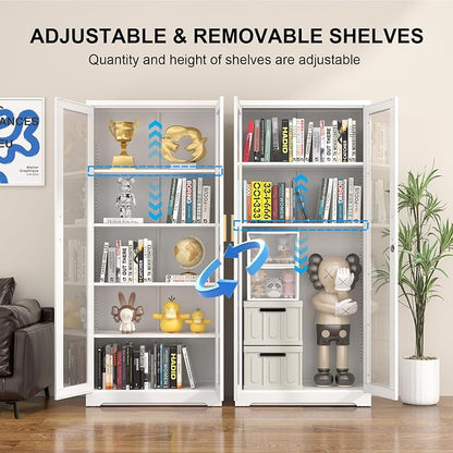 Polup Display Cabinet with Glass Doors, Metal Glass Display Case - Image 5