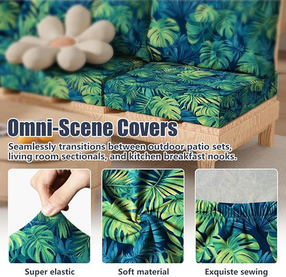 8Pcs Outdoor Cushion Covers, Stretch Patio Furniture Couch Chair Slipcovers | - Image 4