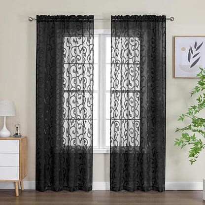 Furman Black Sheer Curtains 84 inches Long - Image 2