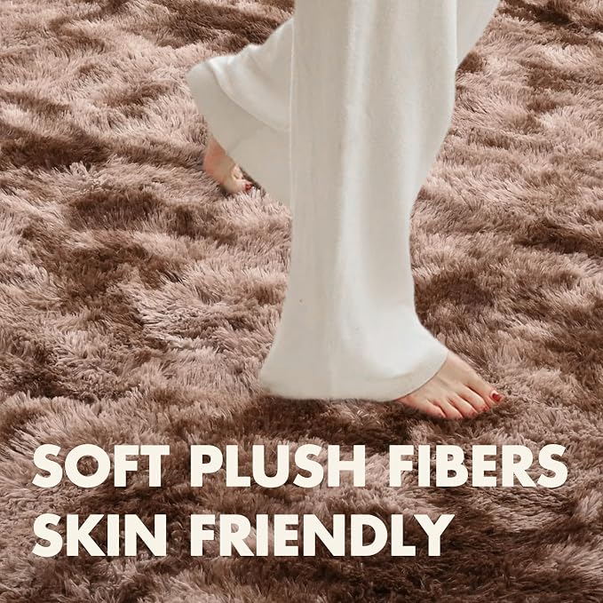 8x10 Ft Extra Large Shag Brown Area Rug - Image 4