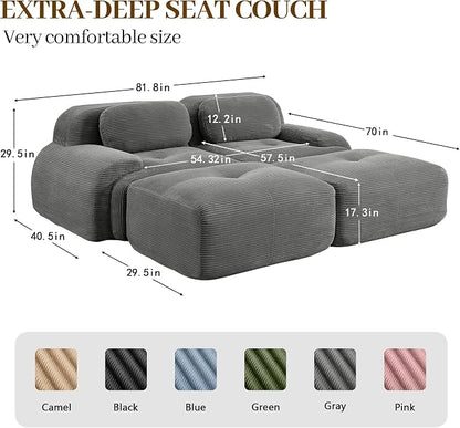 Boneless Sectional Couch, No Assembly Required, 81.8” U Shaped Modular Cloud - Image 3