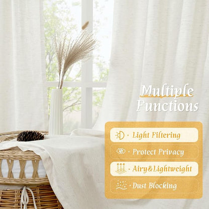 Linen Semi Sheer Curtains 84 inch Long - Image 9