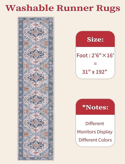 SERISSA 2'6"x16' Washable Non Slip Boho Runner Rug - Image 6