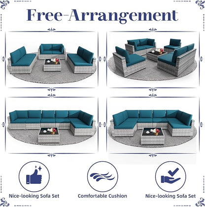 KIGOTY Patio Furniture Set, 7 Pieces Modular Outdoor Sectional Sofa, PE Rattan - Image 6