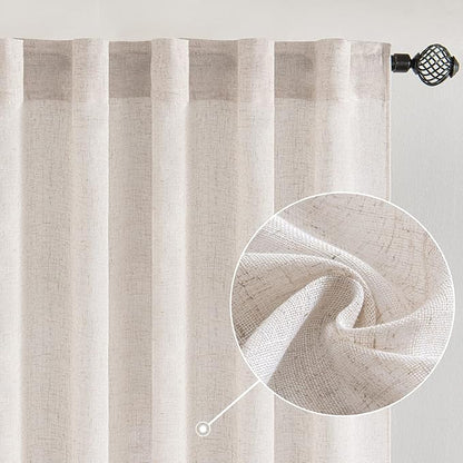 MIULEE White Linen Curtains 120 Inches Long by MIULEE