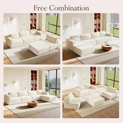 Vesgantti 159" Large Modular Sectional Sofa, L-Shaped Corduroy Cloud Couch - Image 3