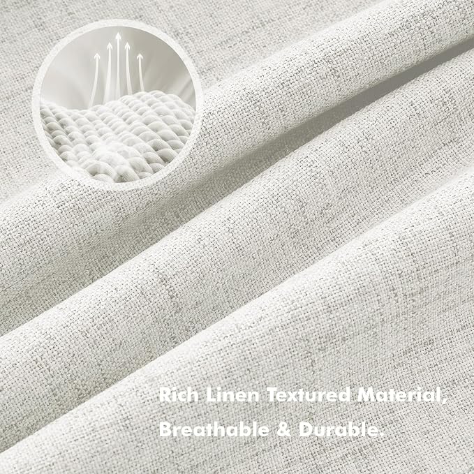 MIULEE 100% Blackout Linen Curtains 42 x 72 Inch Light Beige 2 Panels | Thermal - Image 3