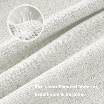 MIULEE 100% Blackout Linen Curtains 42 x 96 Inch Light Beige 2 Panels | Thermal - Image 3